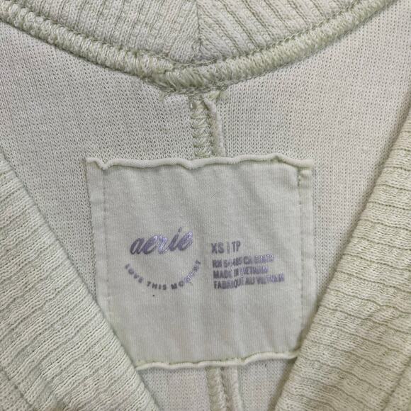 Aerie Light Green Waffle Knit Oversized V-Neck Pullover Sweater Size XS - Picture 6 of 9